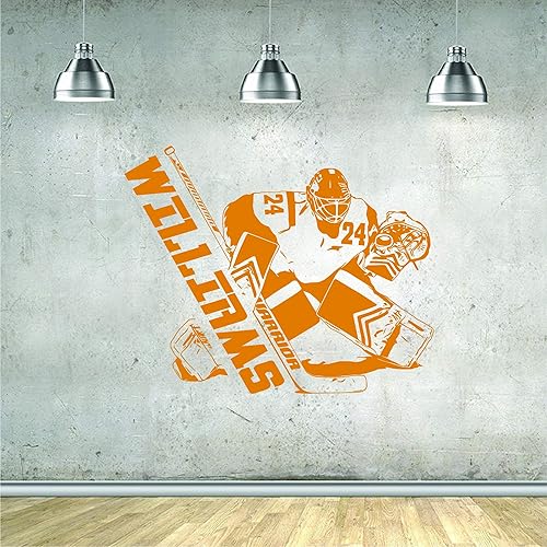 Miniatura 7 de Bestdecor4you Calcomanía de pared personalizada para jugador, elige tu nombre y número, camisetas de jugador de portero de hockey, calcomanía de