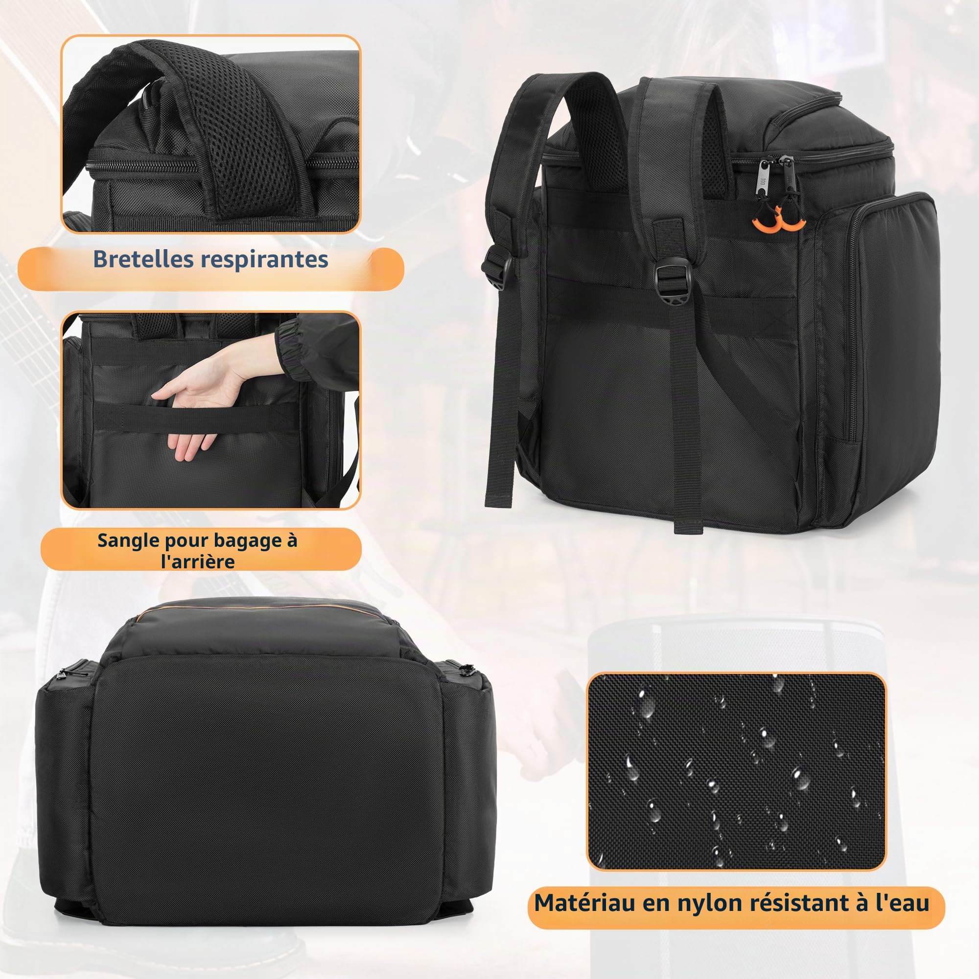 CURMIO Étui de Transport Compatible avec Bose S1 Pro+, Sac à Dos pour Enceinte Bluetooth Portable et Microphone, Chargeur, Câble, Noir