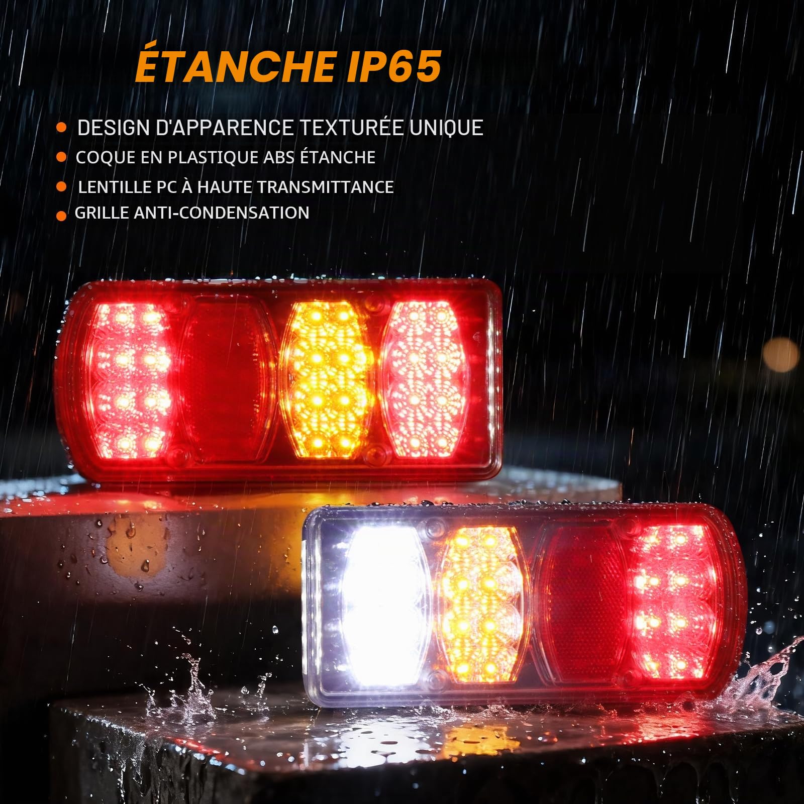 LED Feux Arrière x pour Remorque Kit, Connecteur Étanche 13 Broches 5,5 m avec Résistance Intégrée, 12V/24V Homologation E – pour Remorques, Camions, Caravanes