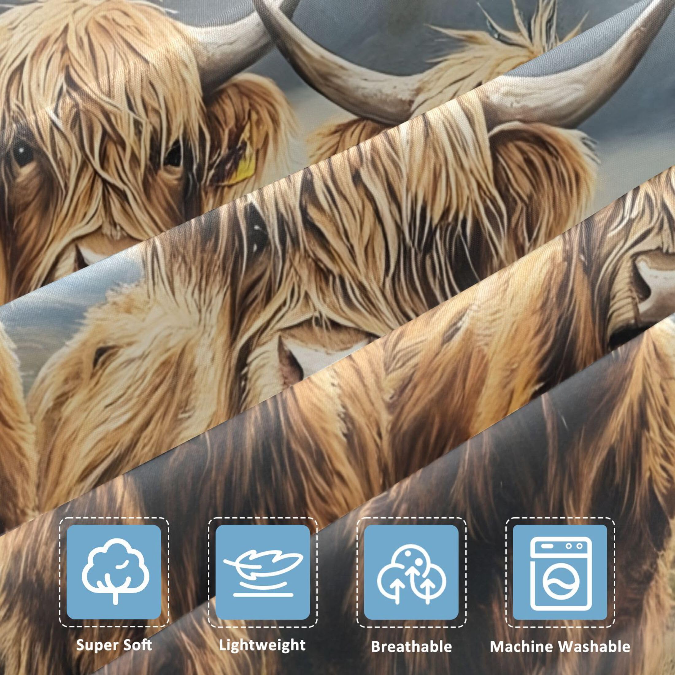 Highland Cows - Sábana bajera ajustable individual para colchón de aire, bolsillo extra profundo de 24 pulgadas, funda suave y transpirable con apertura de válvula de cremallera para cama de