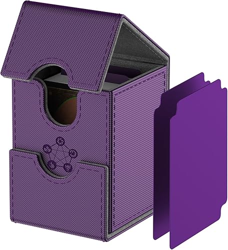 Miniatura 2 de Caja de cubierta compatible con tarjetas MTG, funda para tarjetas coleccionables con 2 divisores por soporte, tamaño grande para más de 100 tarjetas