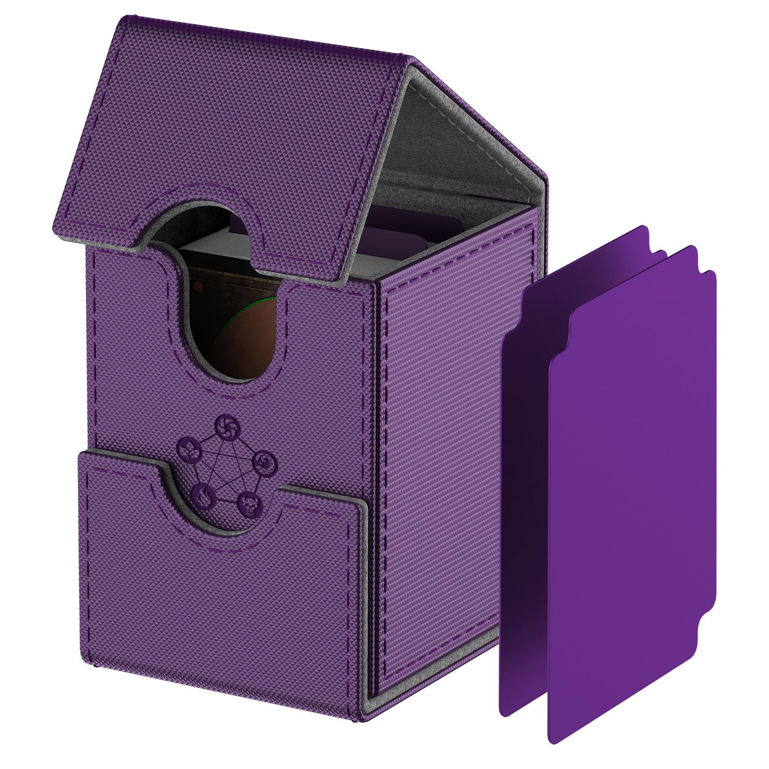 MIXPOET Purple Deck Box for MTG Cards, Trading Card Storage Box with 2 Dividers per Holder, Holds up to 110 Cards