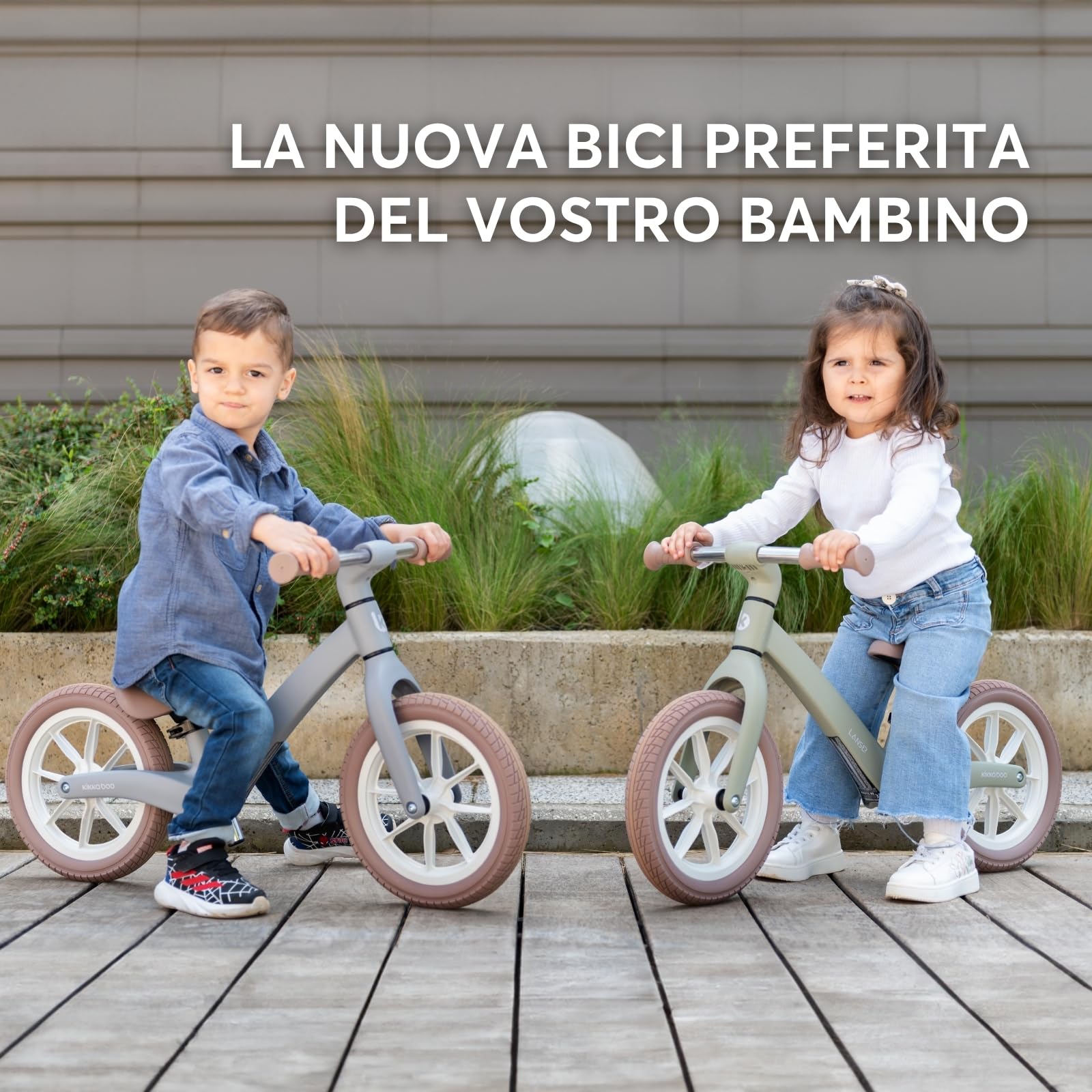 KikkaBoo Bicicletta Senza Pedali 3 Anni LANSER, Bici Senza Pedali 3-6 Anni, Pronta All’uso, Facile da Guidare e Trasportare, Aiuta l’equilibrio, Cresce Con il Bambino, Verde militare