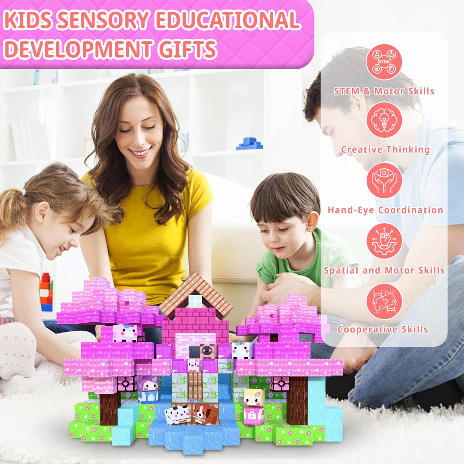 150PCS Magnetic Building Blocks for Kids – 0.8in Strong Magnet Tiles Set, Safe STEM Learning Toys for Toddlers & Kids Ages 3+, Creative Construction Blocks for Boys & Girls