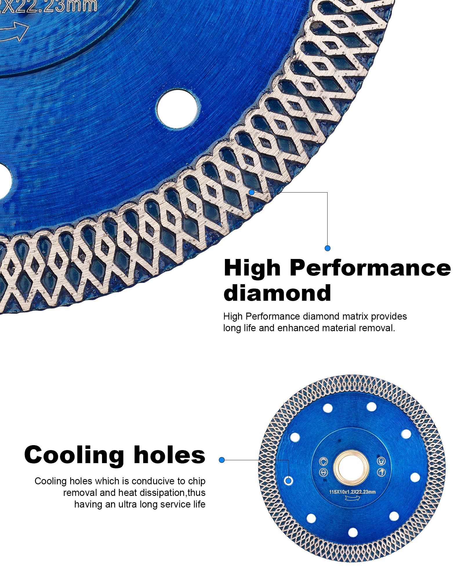 115mm Diamond Porcelain Cutting Disc Turbo Diamond Cutting Blade for Granite Marble Ceramic Tiles, Blue - Image 4