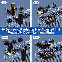 Vista 4 de Adaptador XLR de ángulo recto ajustable de 3 pines, conector de metal resistente chapado en oro XLR de 90 grados, extensor en forma de L
