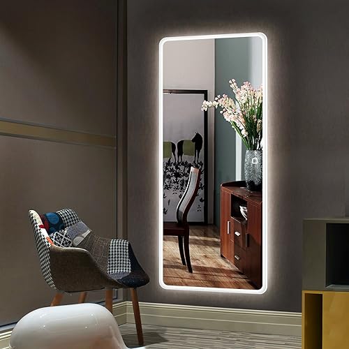 Miniatura 8 de H&A Espejos LED de baño, espejos de longitud completa de 65 x 24 pulgadas para pared, espejo rectangular moderno para colgar en la pared, vertical u