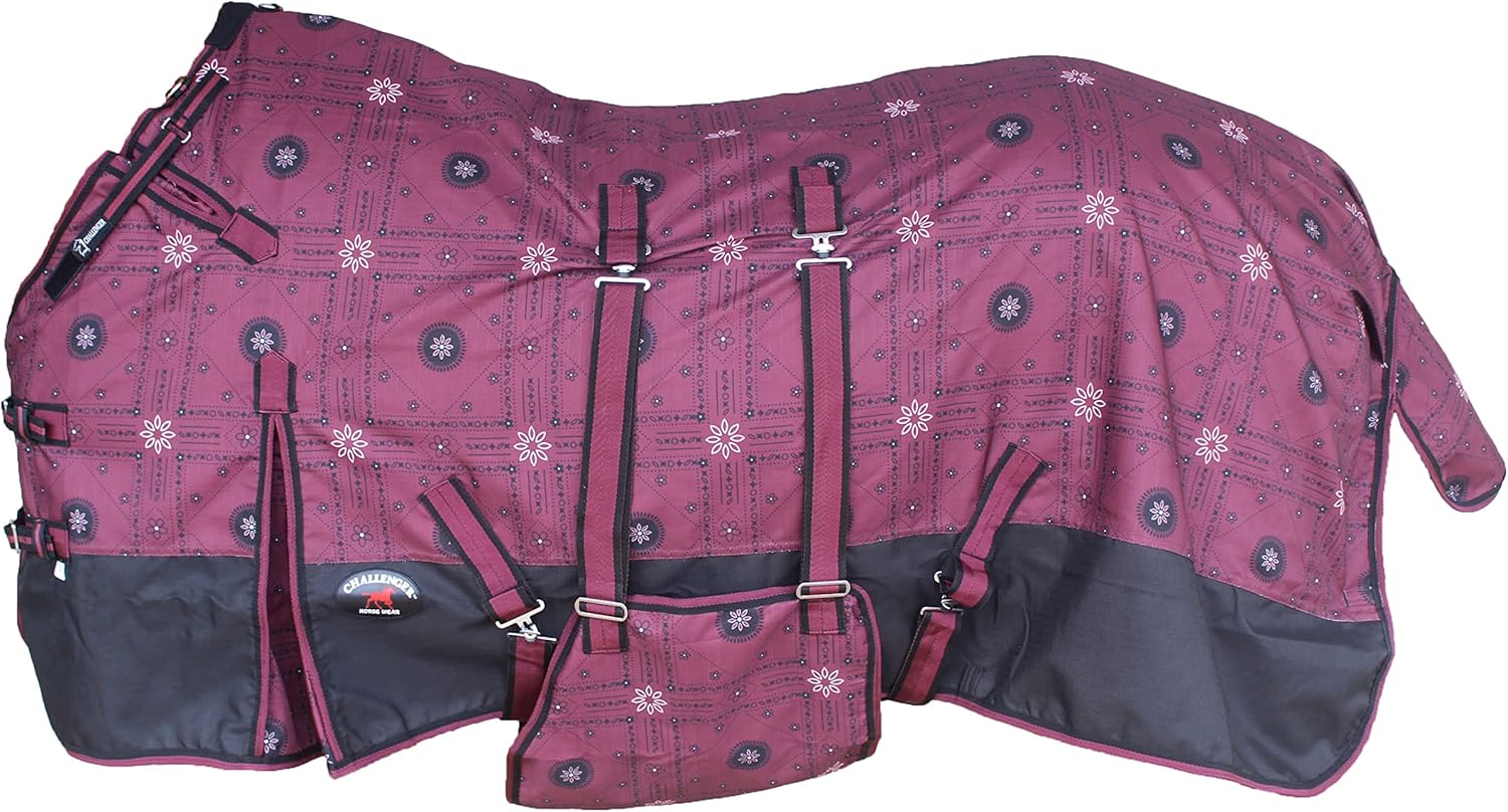 CHALLENGER 74" 1200D Turnout Waterproof Rain Horse Sheet Light Winter Blanket 396B