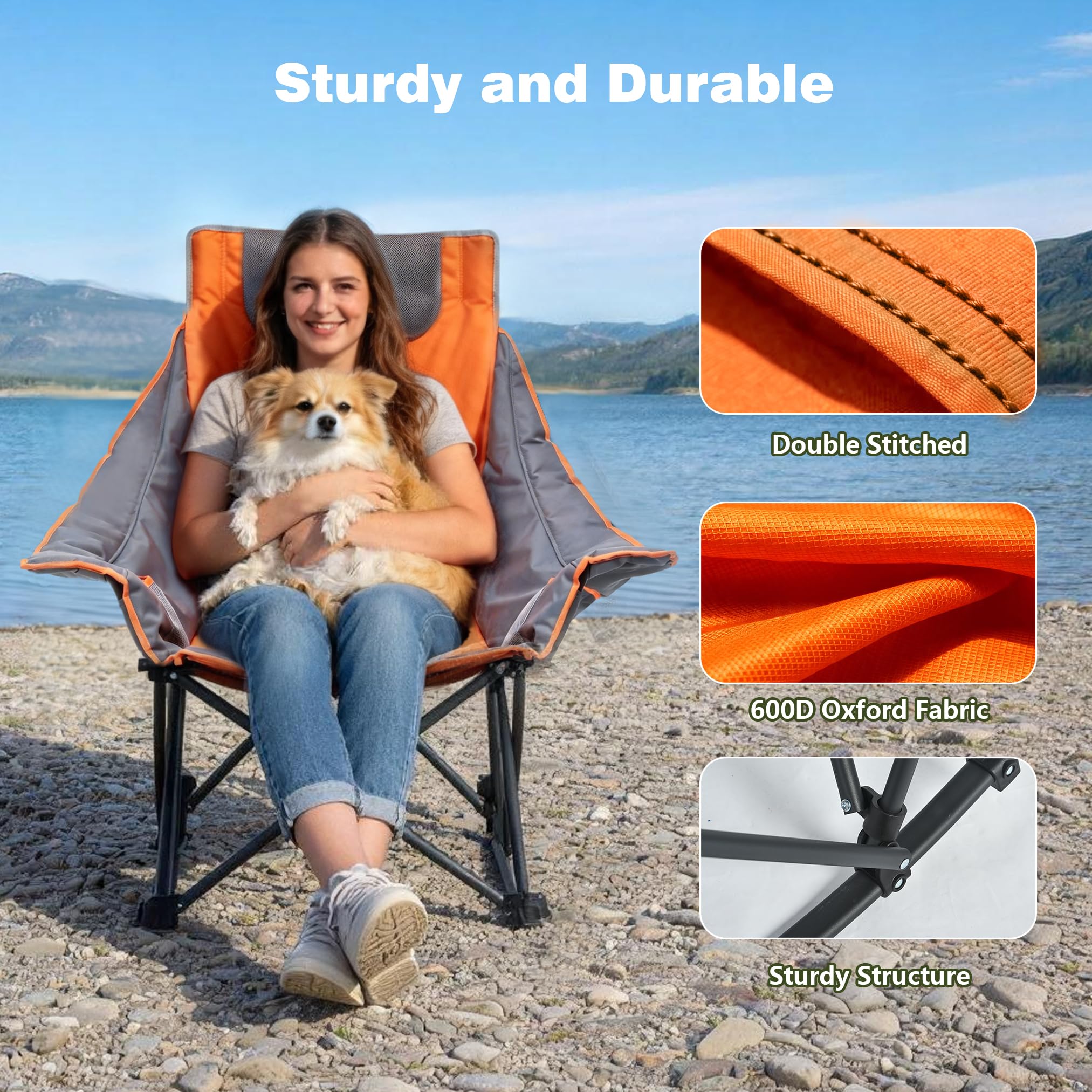 Sunnyfeel Camping Rocking Chair for Adults, Luxury Padded Recliner