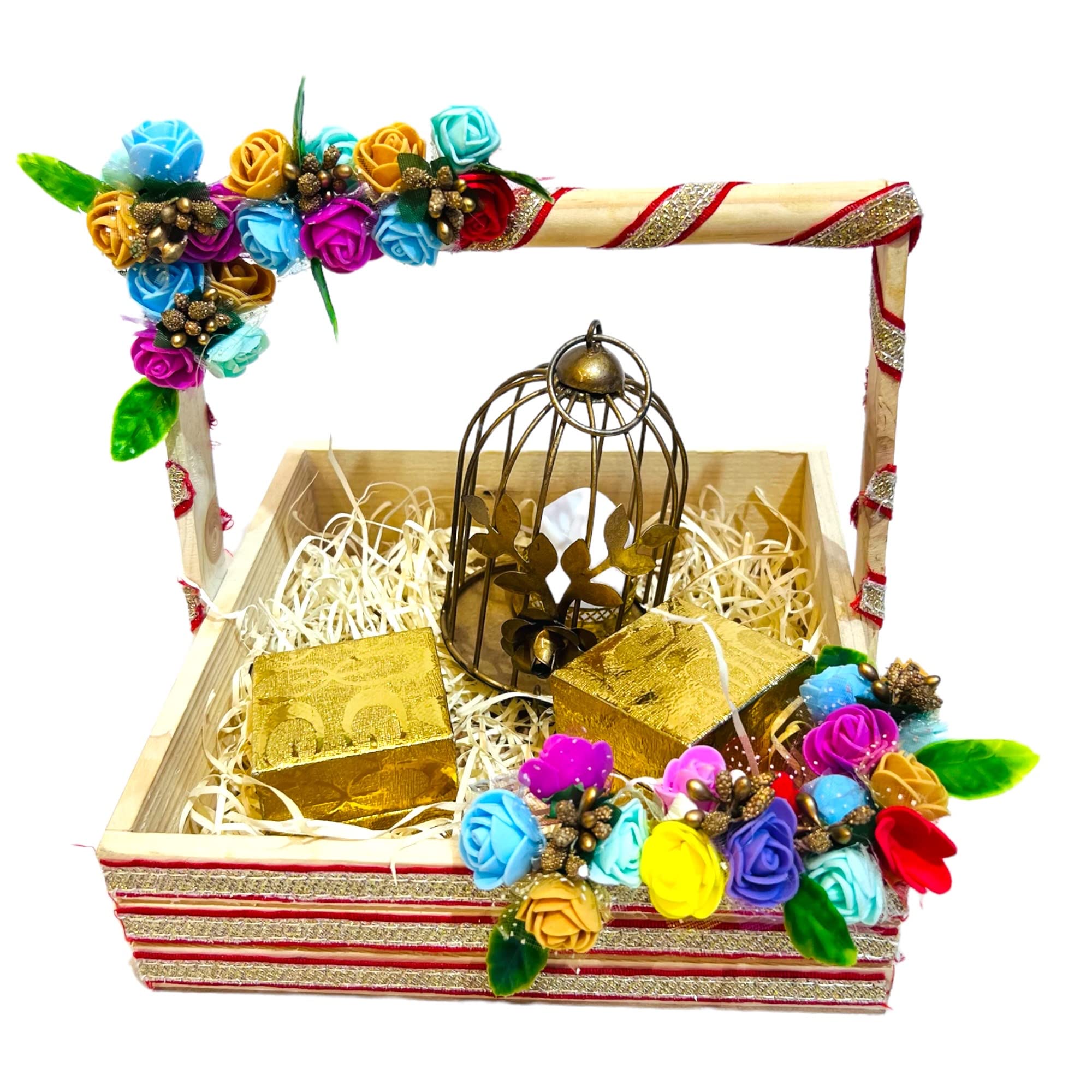 WS Wrap ShapWS Wrap Shap Pine Basket Engagement Ring Platter For Couple I Ring Exchange, Roka, Shagun Ceremony (Pinewood)