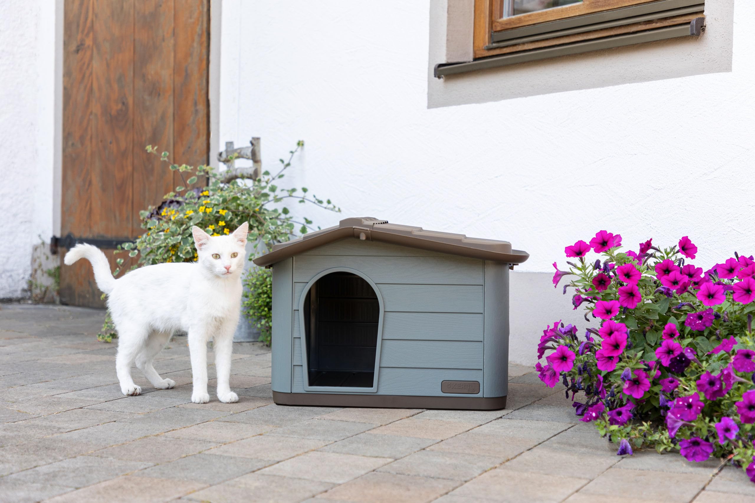 Kerbl Pet Casa para Gatos Paola Eco, Gris Verdoso/marrón, 60x51x41 cm, Cueva para Gatos, 100% plástico Reciclado, para Perros y Gatos