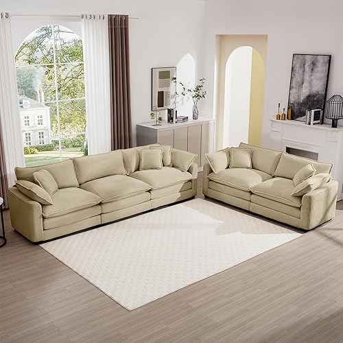 Miniatura 21 de mikibama - Juego de sofá de 3 piezas de lujo, sofá de 3 plazas y sofá biplaza de 2 plazas, sofás modernos de pana cómodos en la nube para sala