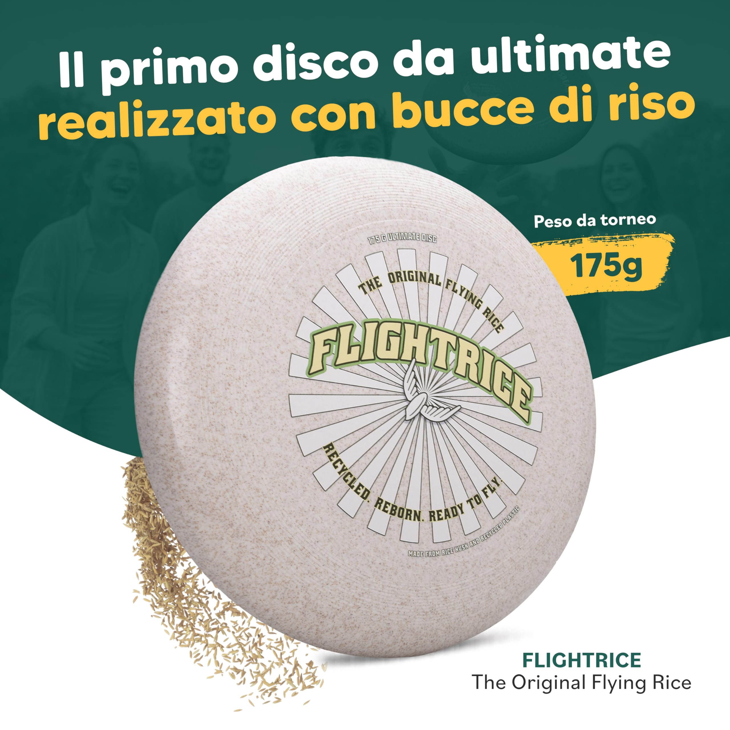 Frisbee Professionale 175g in Plastica Riciclata Antiscivolo per Spiaggia e Parco