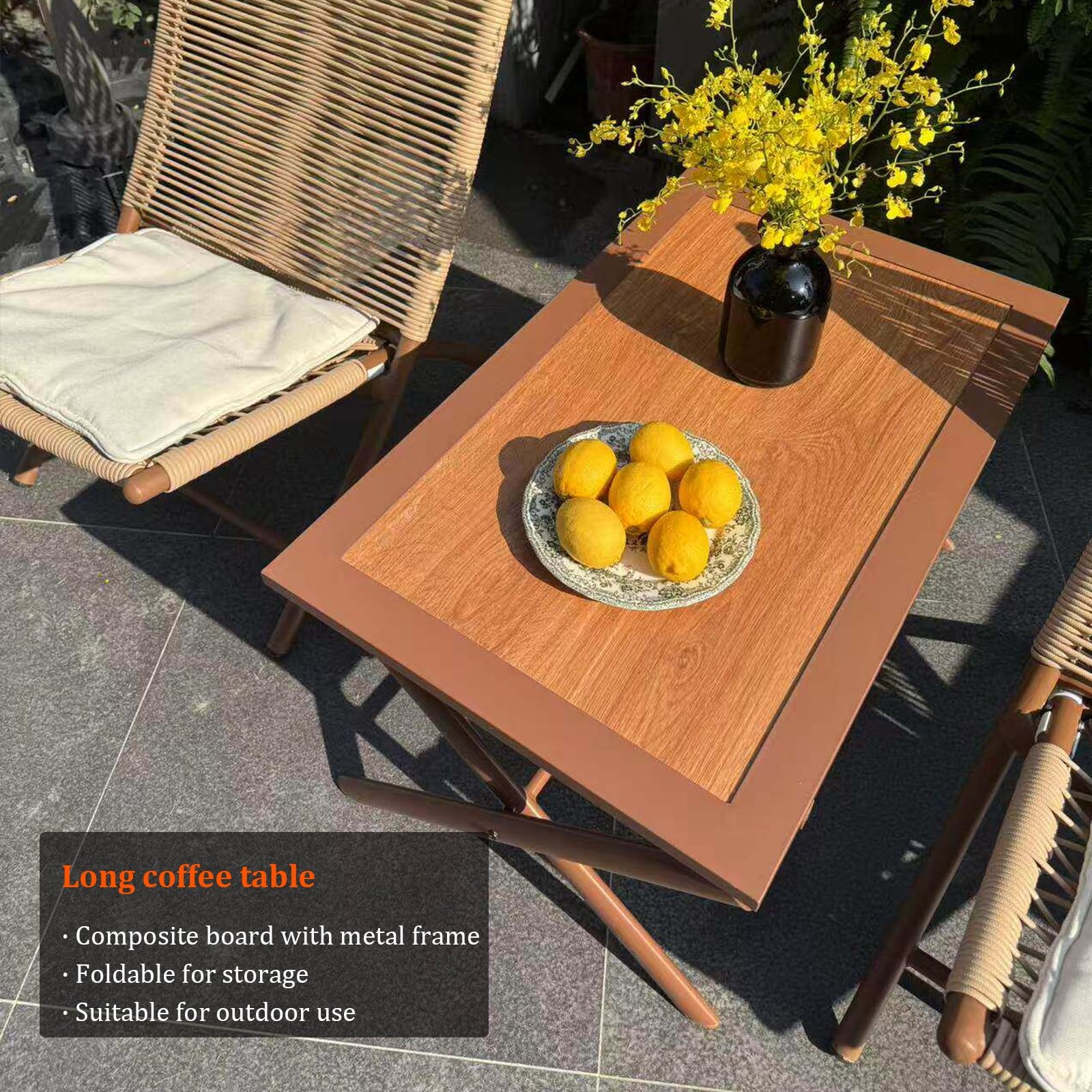 Set Bistrot Pieghevole da Esterno in 3 Pezzi, Mobili Resistenti alle Intemperie con 2 Sedie Lounge Pieghevoli e Tavolino, Cuscini Morbidi, Ideale per Giardino, Patio e Cortile