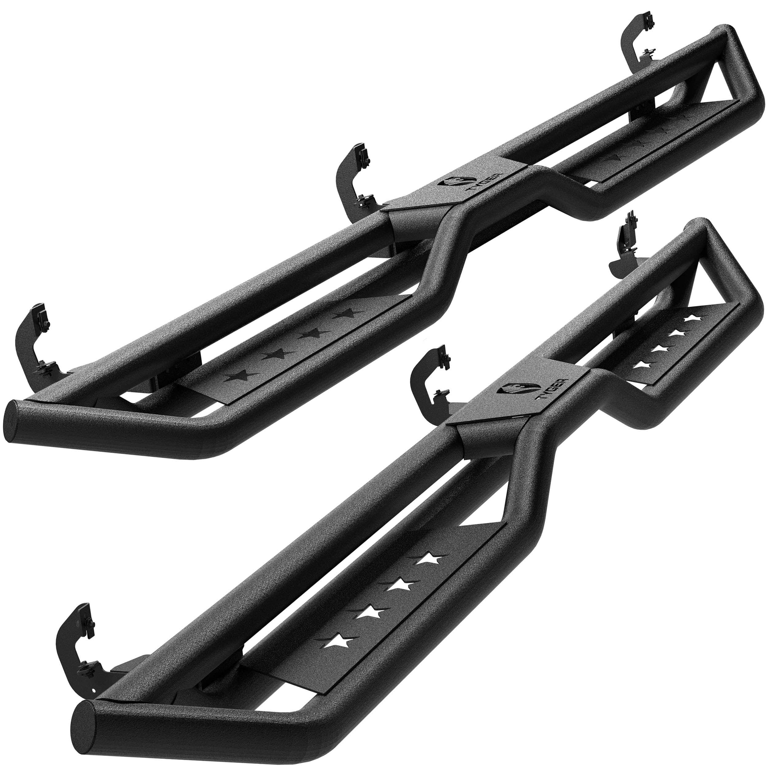 Tyger Auto Star Strider Compatible with 2007-2018 Chevy Silverado GMC Sierra 1500; 2007-2019 2500 3500HD; 2019 LD/Limited | Crew Cab | TG-SR2C74988 | Side Step Rails Nerf Bars Running Boards