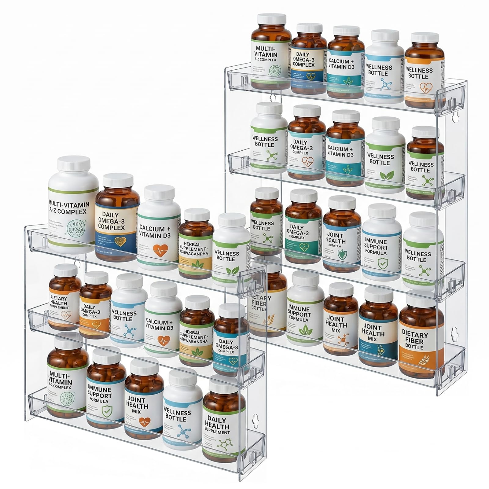 3 Tier Wall Medicine Cabinet Organizer, Wall Mount Bathroom & Kitchen Storage Bins for Re…