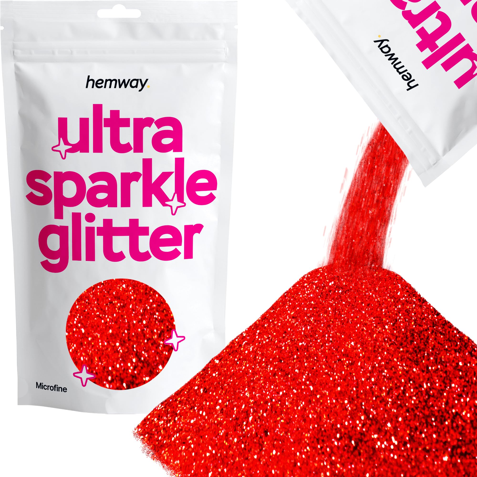 Hemway Ultra Sparkle Glitter Red Holographic 100g Microfine
