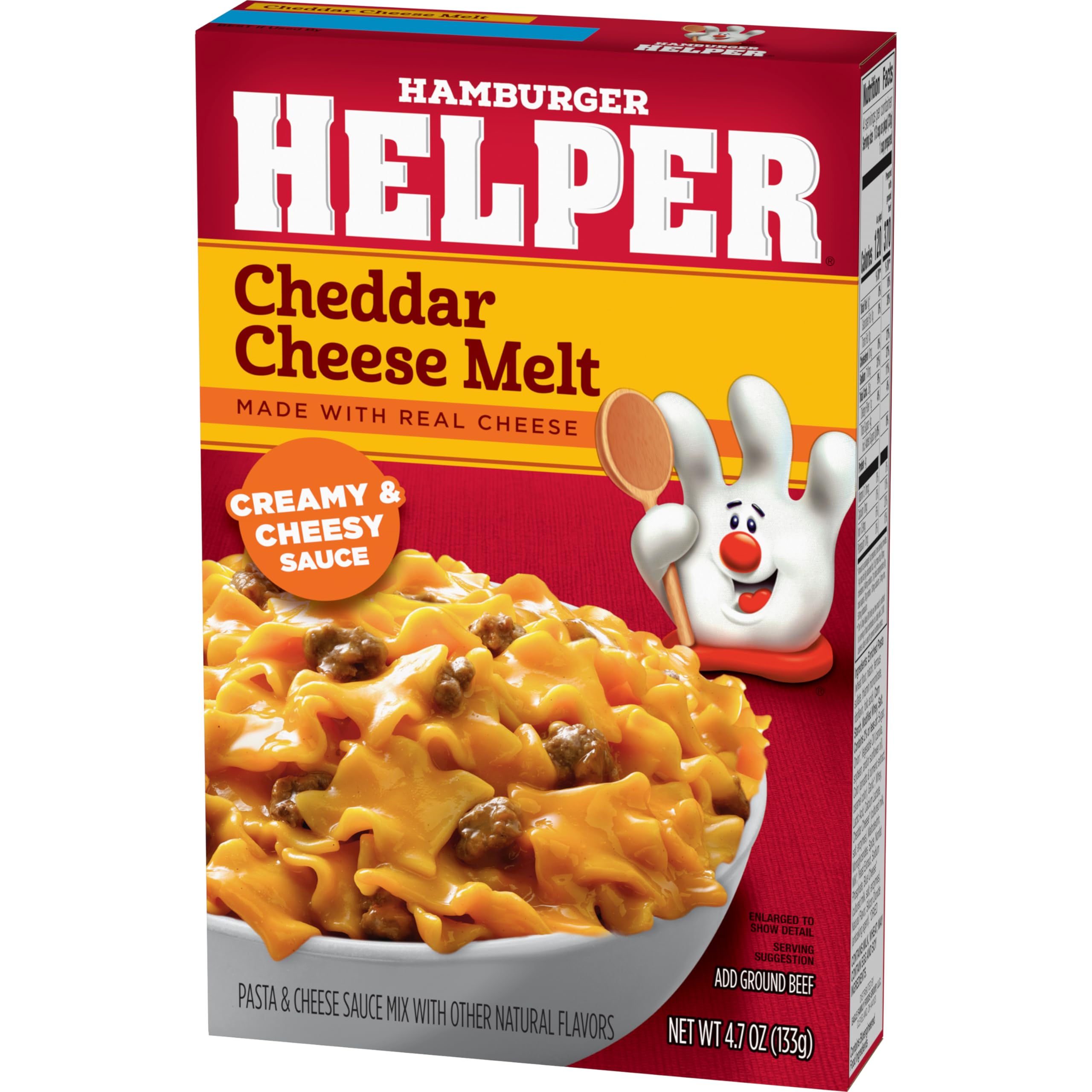 Hamburger Helper Cheddar Cheese Melt Pasta Meal (4.7 oz - 12 Pack) No Artificial Flavors, Ready in 3 Easy Steps, Quick Meals Perfect for Midweek Dinners, Busy Evenings & Families On-the-Go