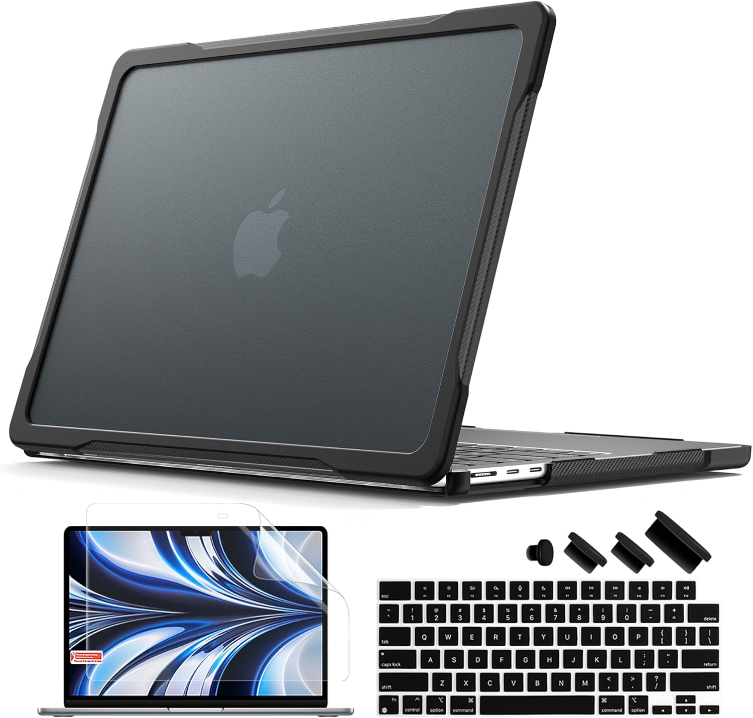 Batianda [Customized] Heavy Duty Case for New MacBook Air 13.6 inch 2026 M5 2025 M4 2024 M3 2022 Release - Personalized Name Matte Translucent Rugged Armor Shell with Shockproof TPU Bumper