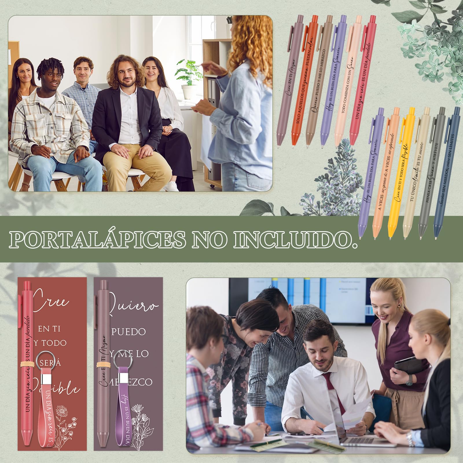 Tenare 24 Sets Bolígrafos Inspiradores Llaveros Marcadores de Libros Plumas Retráctiles con Frases Motivadoras Regalos Motivacionales para Compañeros de Trabajo Empleados Amigos Oficina, Tinta Negra