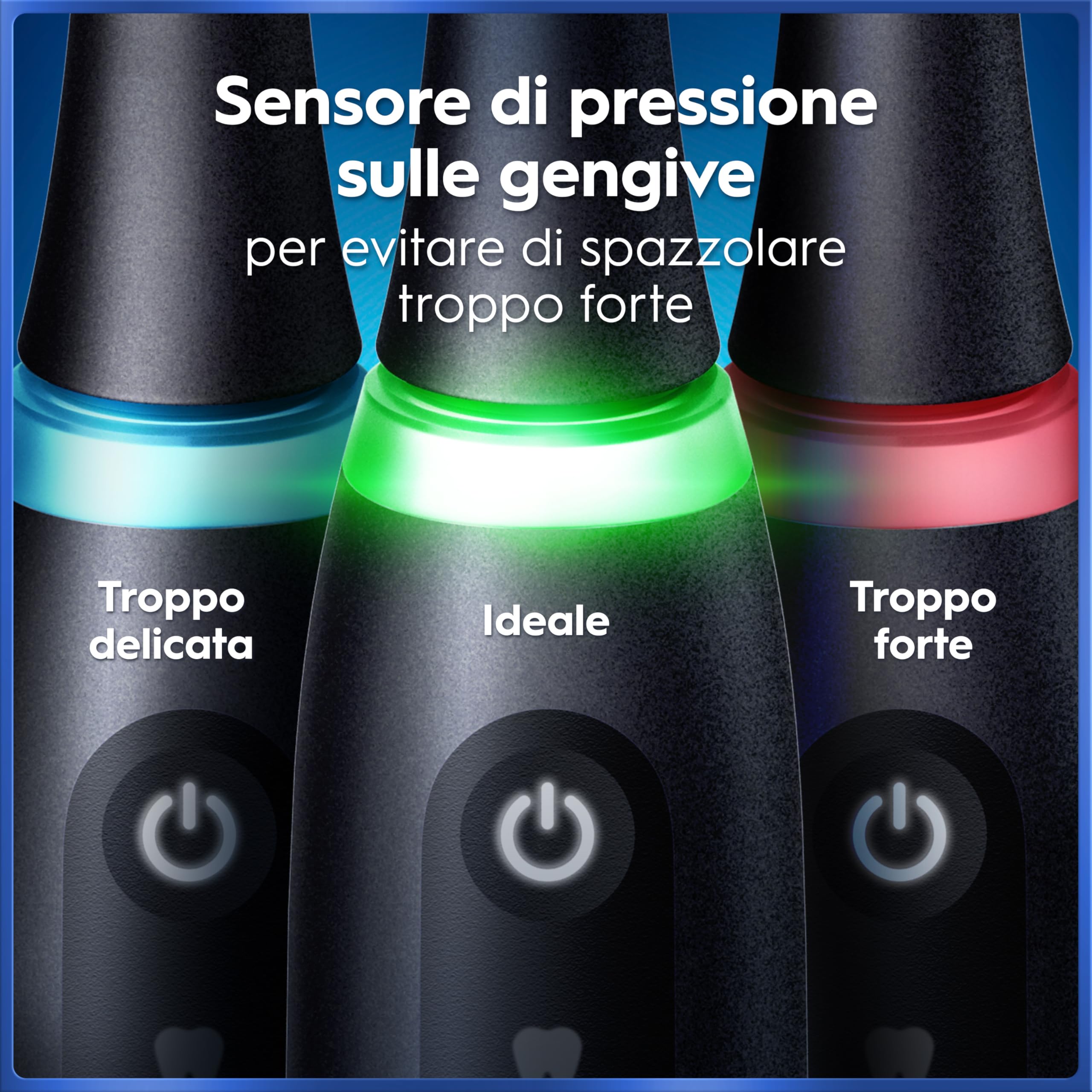 Oral-B iO 5 Spazzolino Elettrico, con 3 Testina di Ricambio, Custodia, Nero - 3 Testine di Ricambio per Spazzolino Elettrico, Ricaricabile, Custodia da Viaggio, Sensore di Pressione, Pulizia Denti