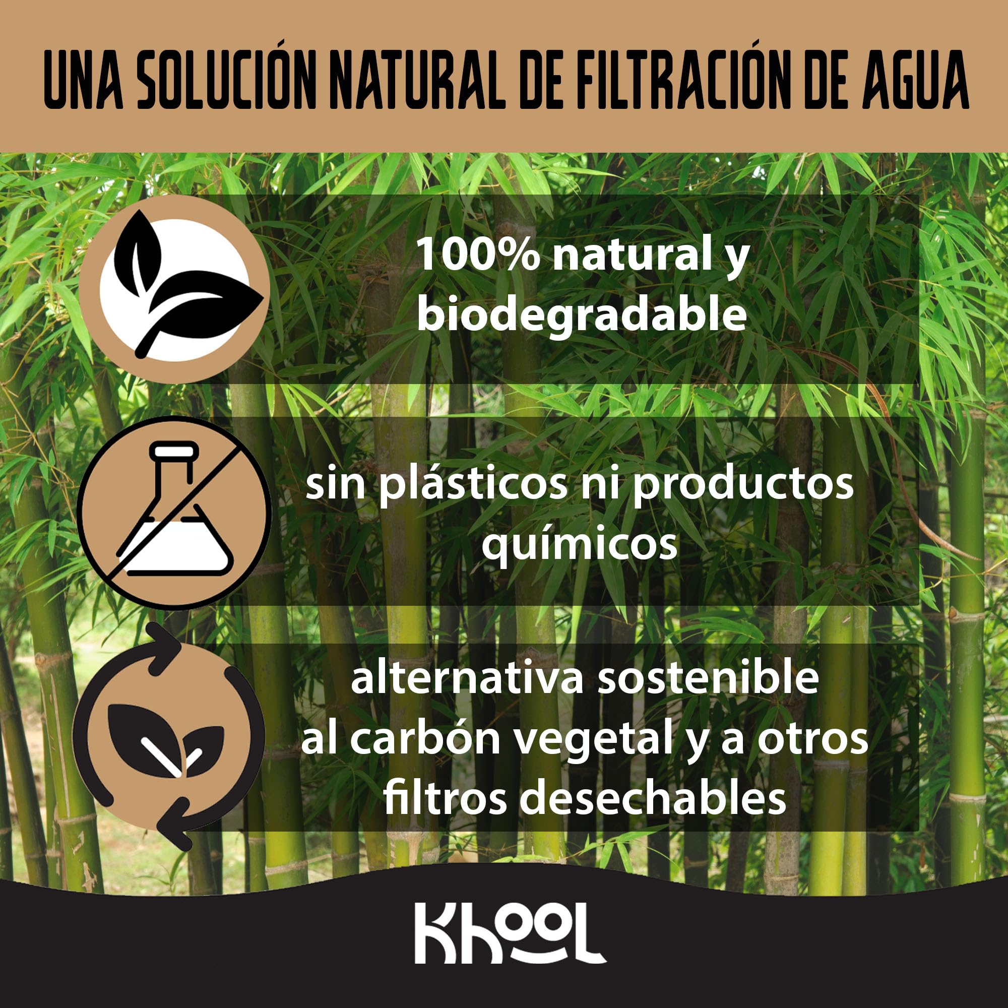 KHOOL | Carbón de Bambú para Bolsas de Hidratación y Camelbak | Purificador Natural | Elimina Sabores y Olores Desagradables | Hidratación Mejorada | 12 Bloques