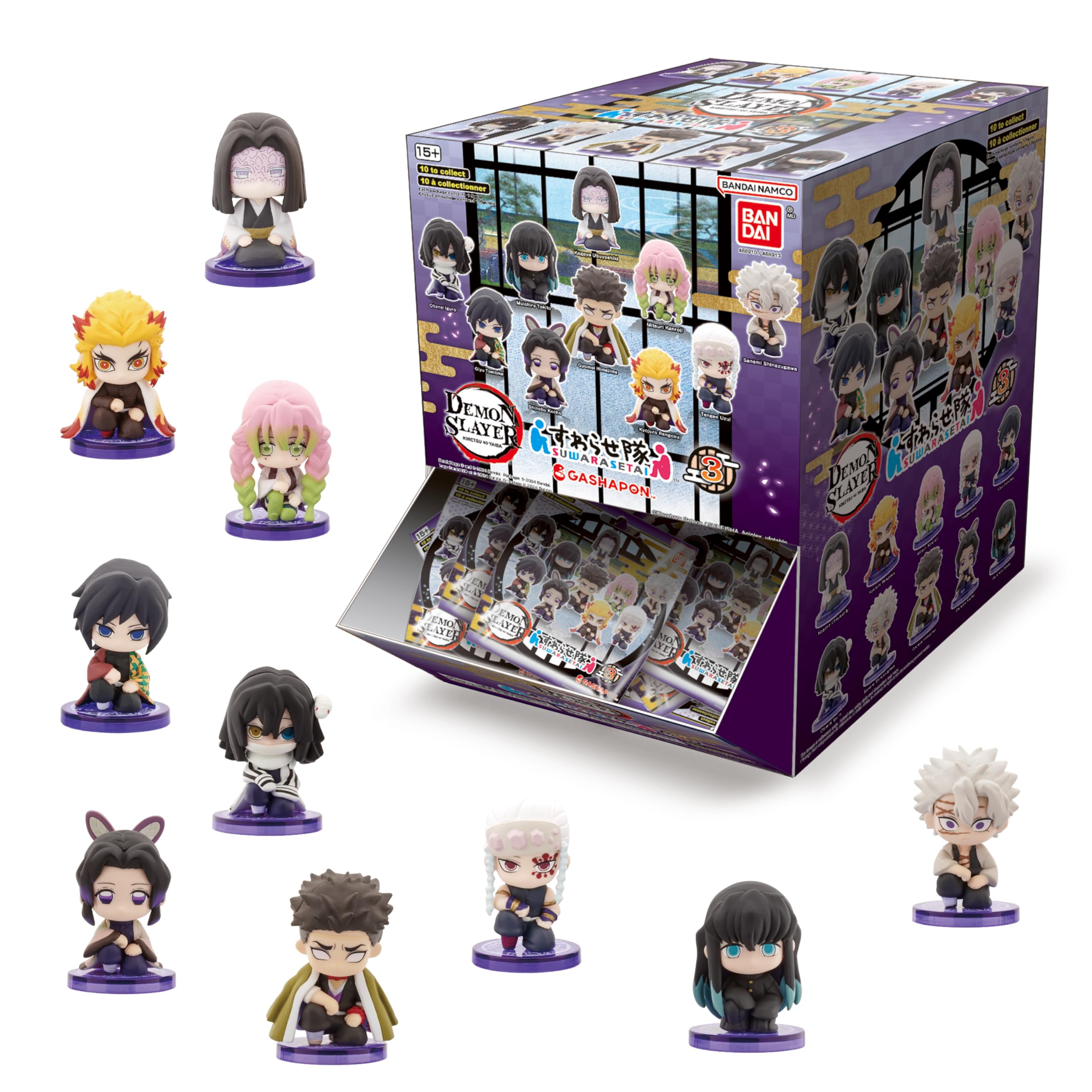 Bandai Namco - Demon Slayer: Kimetsu no Yaiba - Suwarase-tai Sitting Mini Figures Series 3, Gashapon Blind Pack Figure