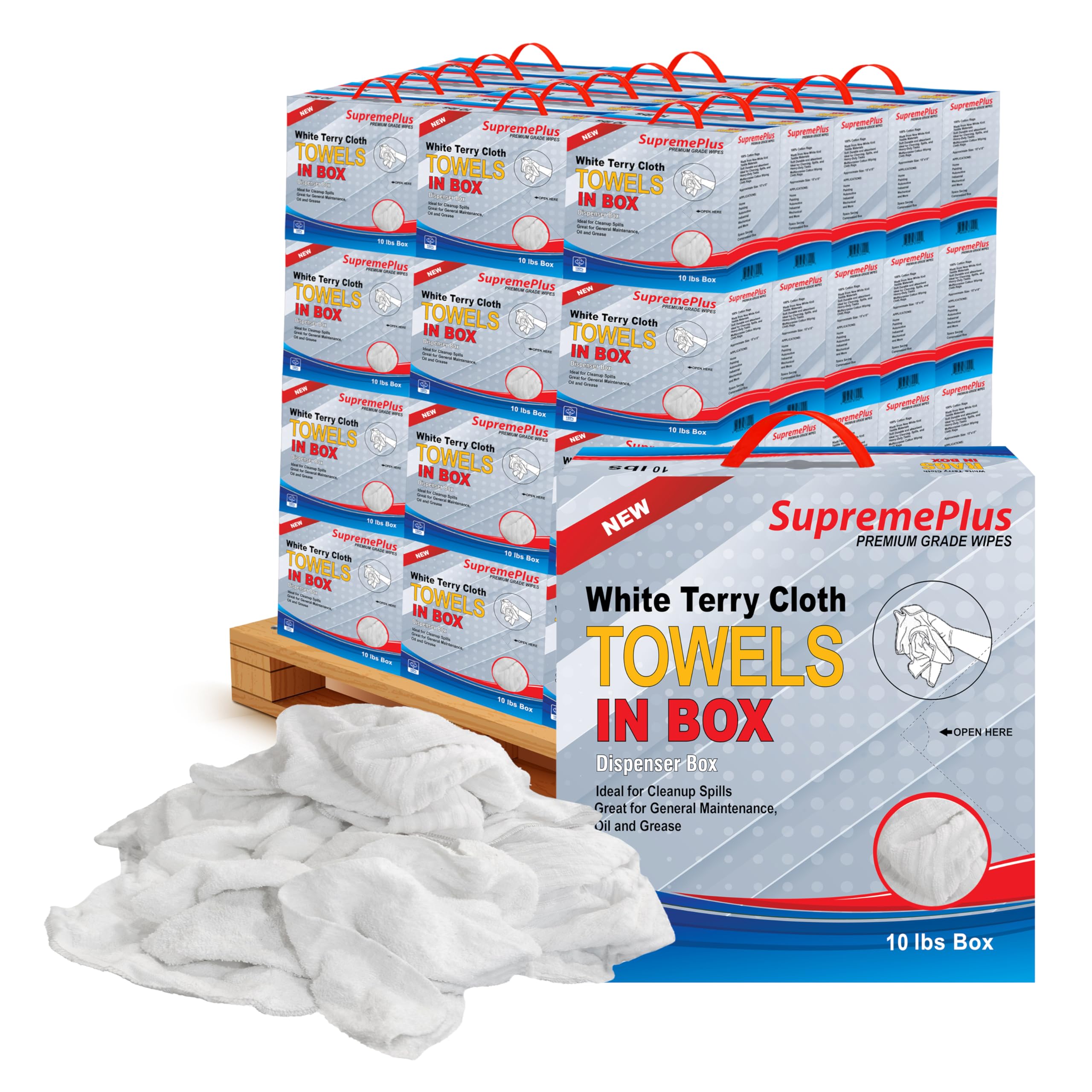 Premium White Terry Cloth Rags 600 lbs Pallet 60x10 lbs Compressed Box Super Absorbent Cotton Towel Cleaning Rags