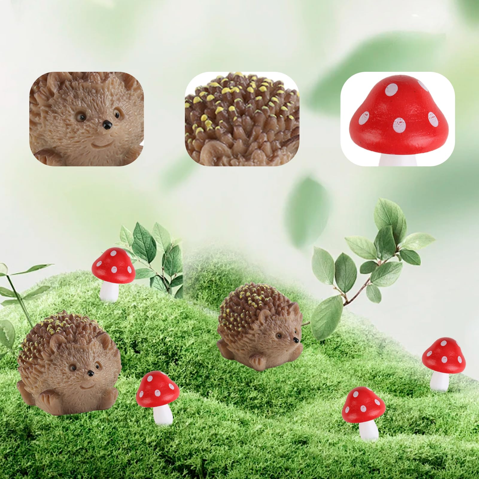 10 Pièces Bonsaï En Résine Pour Décoration De Jardin Féérique Avec Champignon Et Hérisson – Accessoires De Micro Paysage