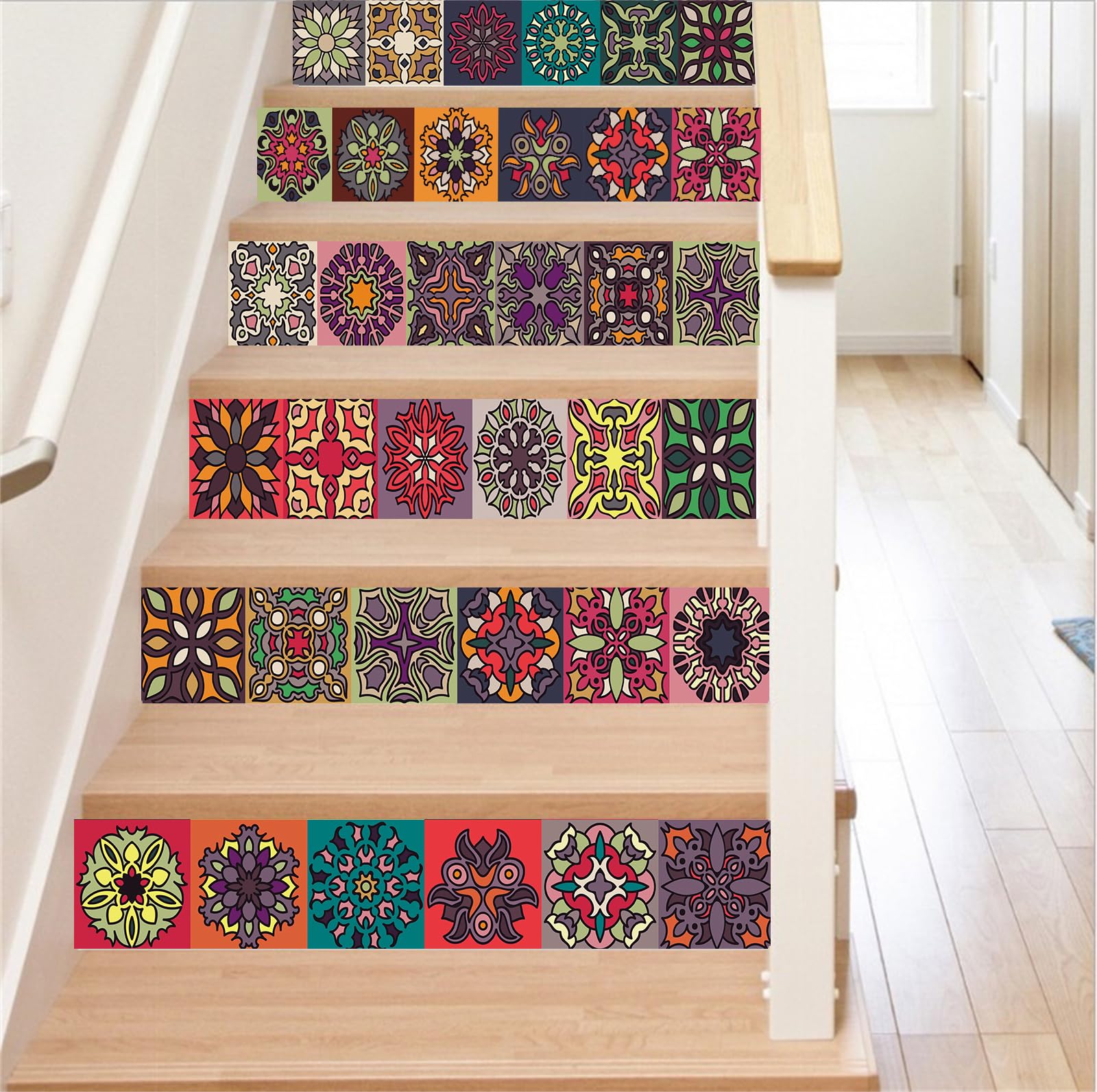 Flfk A350 Traditional Mexican Talavera Tile Stair Sticker 3D Waterproof Wallpaper Home Decorations 100Cmx18cmx6pieces