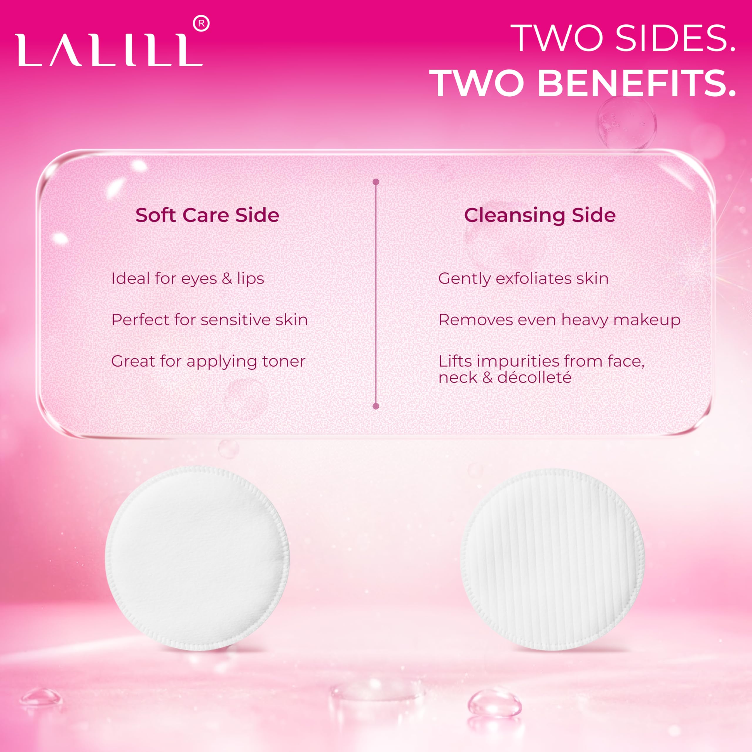 LALILL Discos Desmaquillantes de Algodón 600 uds – Almohadillas Faciales Suaves Sin Pelusa para Pieles Sensibles, Rostro y Ojos, Limpieza Facial, Uso Profesional - 100% Algodon