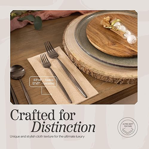 Miniatura 2 de Servilletas de papel desechables similares a tela, paquete de 200 servilletas de cena de color natural de 12 x 17 pulgadas, recicladas, para bodas,