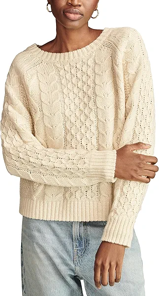 Lucky Brand Womens Mixed Cable Crew Sweater Pullover
