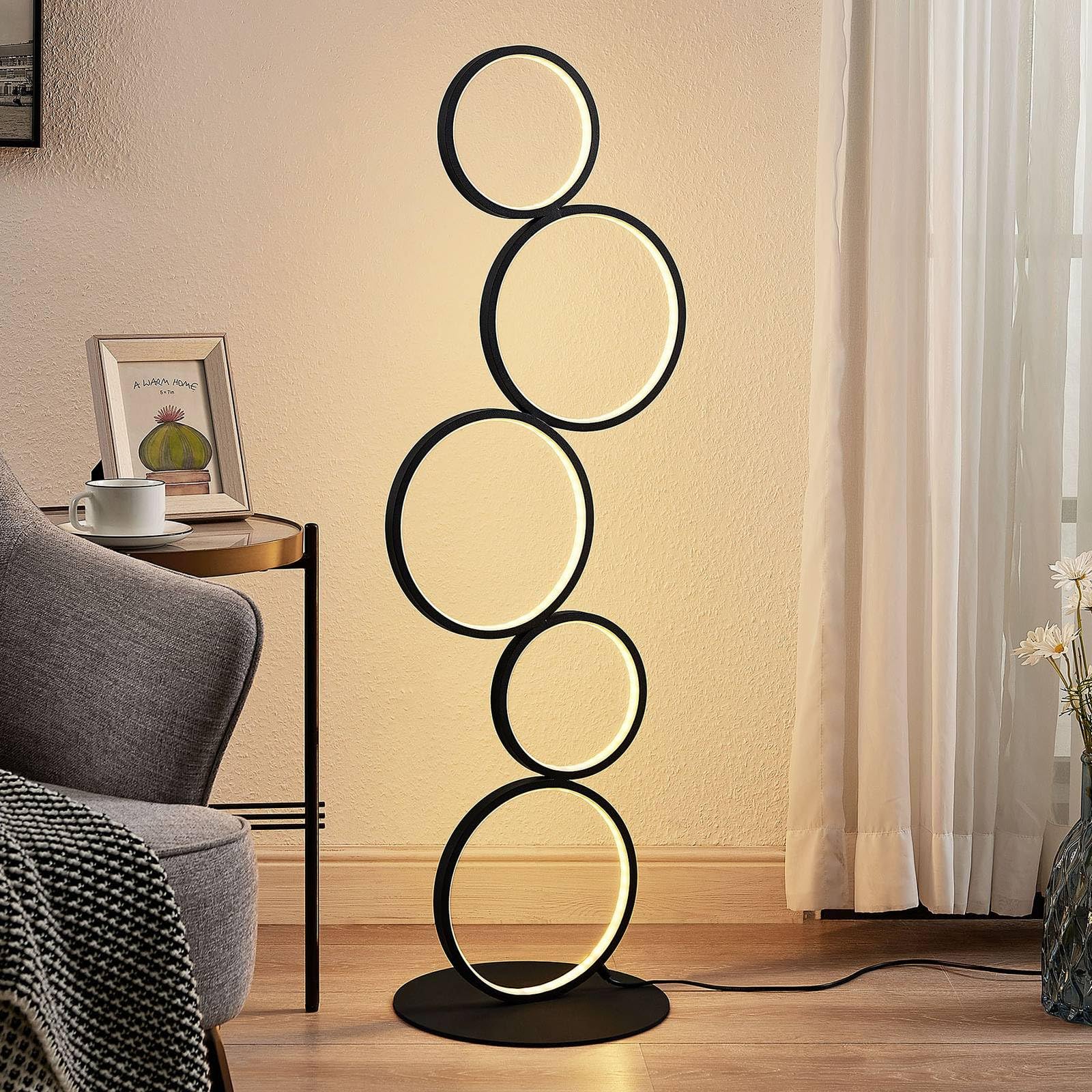 Lindby Lampada LED da terra (Moderno) colore Nero, in Metallo ad es. Soggiorno & Sala pranzo lampadina inclusa lampada