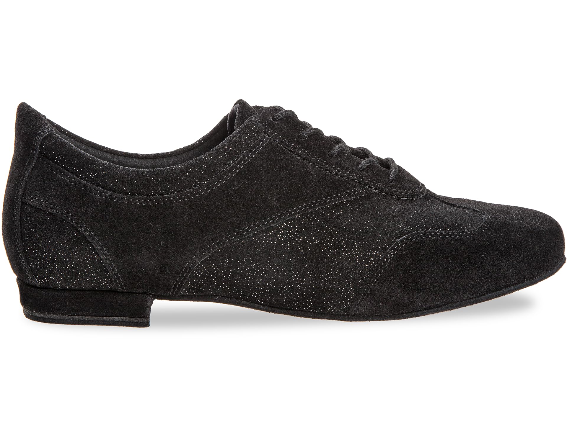 Diamant Damen Tanzschuhe 183-005-547 - Veloursleder schwarz/Glitzer-Leder schwarz-Silber - Normalweite - 1,2 cm Micro-Heel - Made in Germany