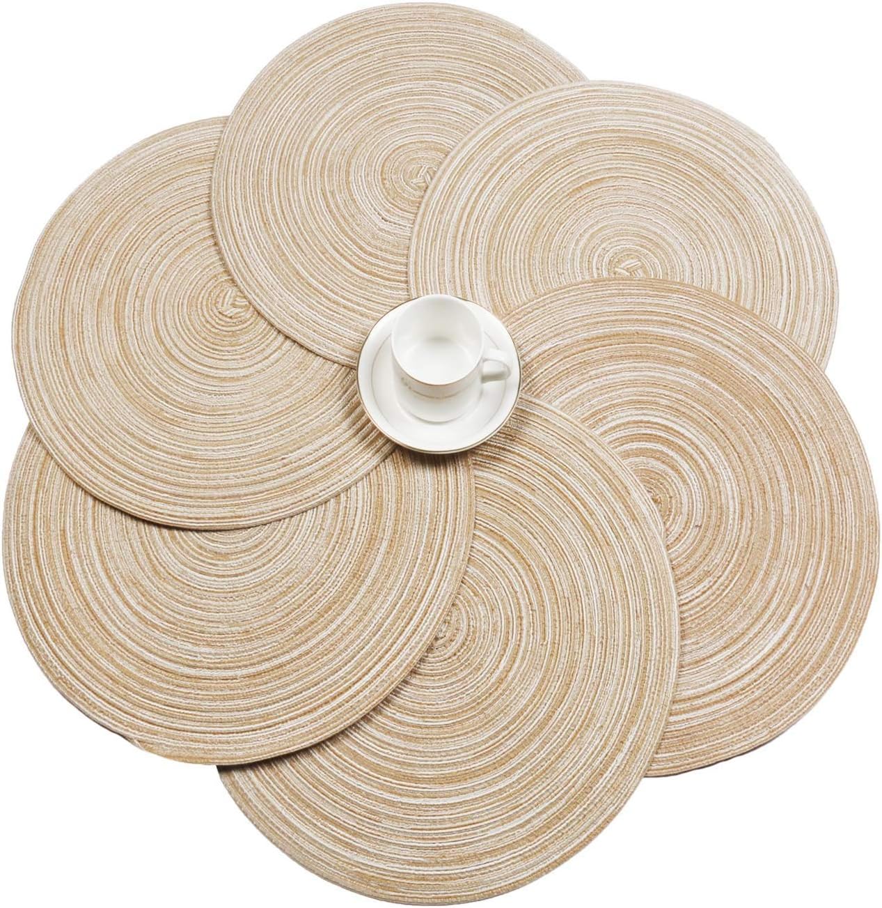 Black Friday 🔥 Zupro Round Placemats Set of 6,Braided Cotton Table Mats Heat Resistant Non-Slip Washable,for Four Seasons Dinner Parties BBQs Thanksgiving Christmas Birthdays and Indoor Ourdoor Use(Beige) Review Zupro Round Placemats Set of 6,Braided Cotton Table Mats Heat Resistant Non-Slip Washable,for Four Seasons Dinner Parties BBQs Thanksgiving Christmas Birthdays and Indoor Ourdoor Use(Beige)