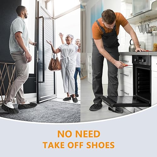 Miniatura 6 de squish Fundas para zapatos, desechables, antideslizantes, paquete de 100 (50 pares), gruesas extra desechables, fundas protectoras antideslizantes