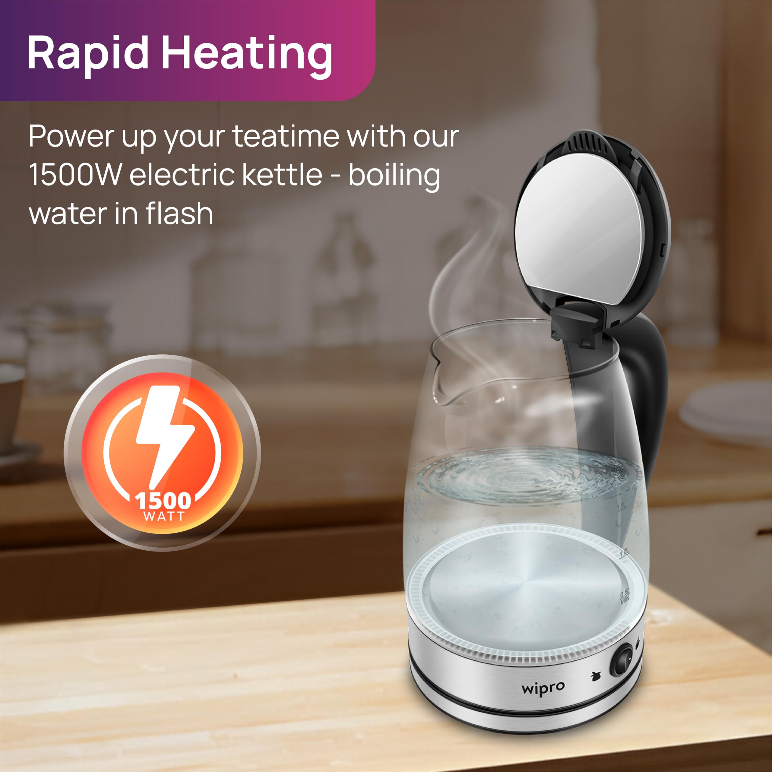 Wipro Elato Electric Kettle - 1.8L Keep Warm -6
