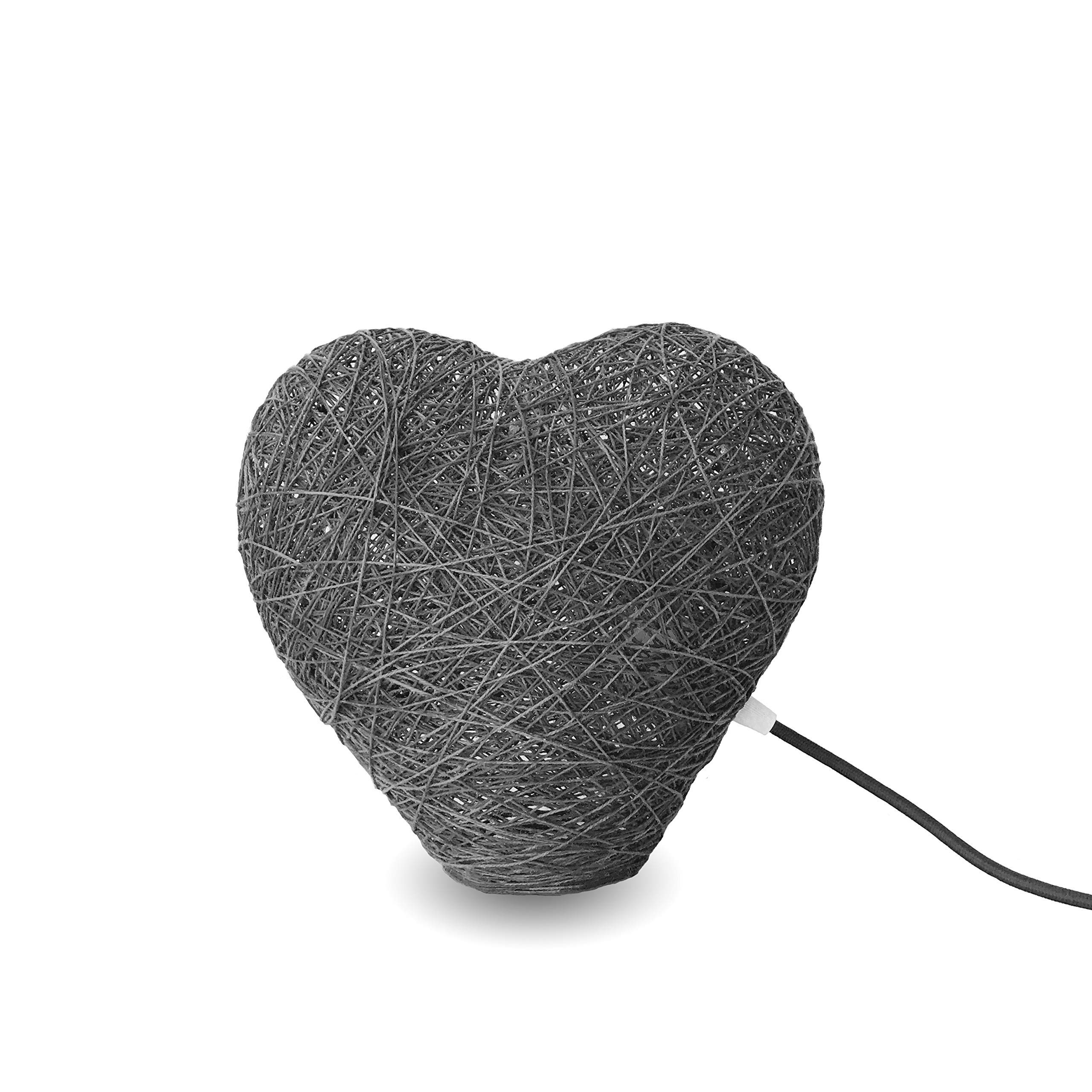 Lámpara de sobremesa corazón roja decorativa de hilo de algodón, artesanal, hecha a mano 30 cms. HEART