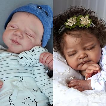 WOOROY Realistic Reborn Baby Dolls Boy and Newborn African American Real Life Baby Doll Soft Cloth Body with Gift Box for Kids Age 3+