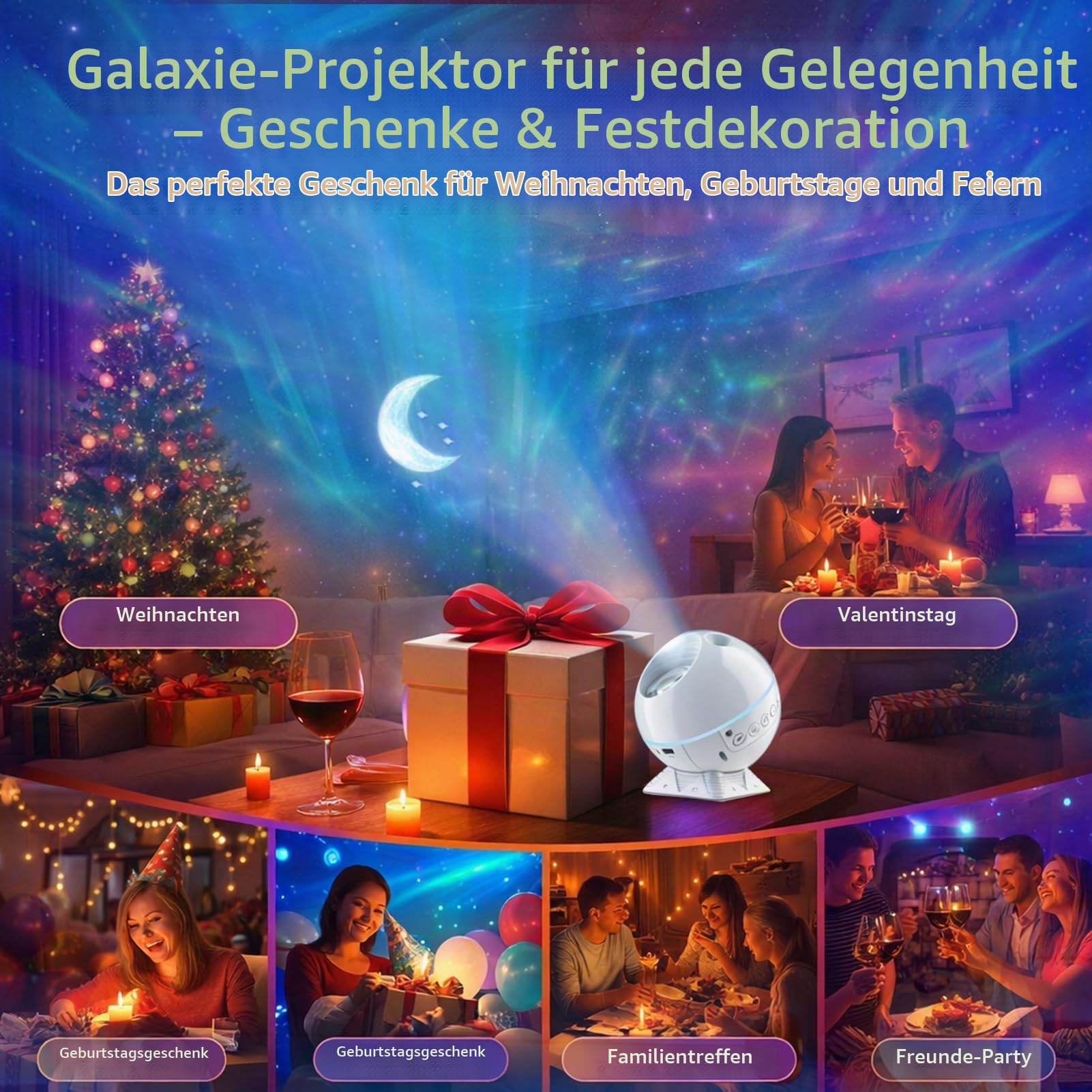 Sternenhimmel Projektor, Nachtlicht kinder Galaxy Projektor mit Timer/Fernbedienung/Bluetooth für Zimmer Deko Home Decoration, Geschenke für Kinder Erwachsene
