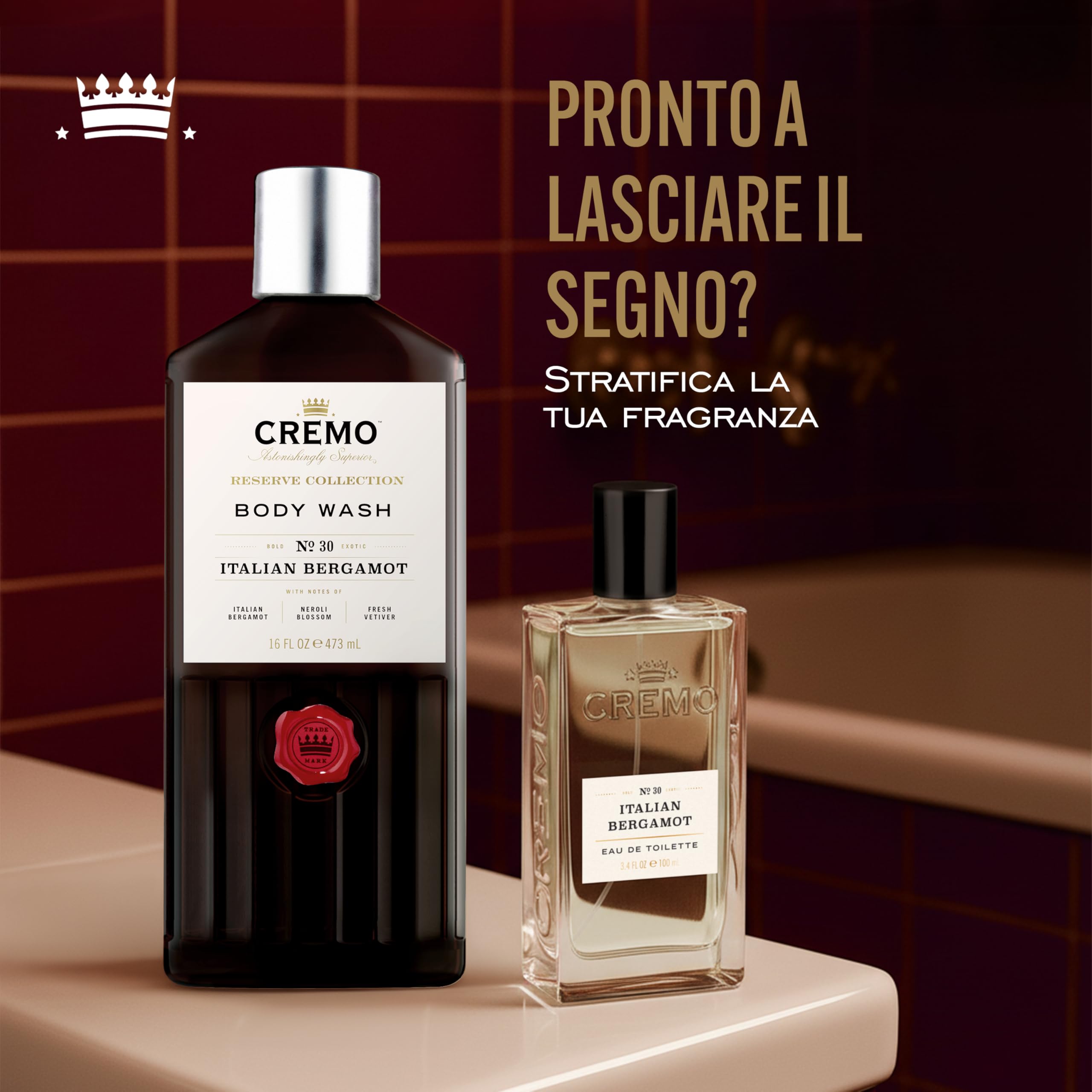 Cremo Italian Bergamot Eau de Toilette uomo - Fragranza agrumata - 100 ml | Creata da esperti di fragranze di fama mondiale, questa con fragranza iconica rivela note complesse e persistenti.