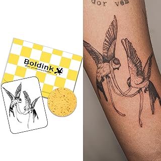 Boldink タトゥーシール 半永久的 ジャグアタトゥー 2枚セット 2週間 長持ち 防水 刺青シール 入れ墨シール 男性 女性 メンズ レディース 鳥 燕