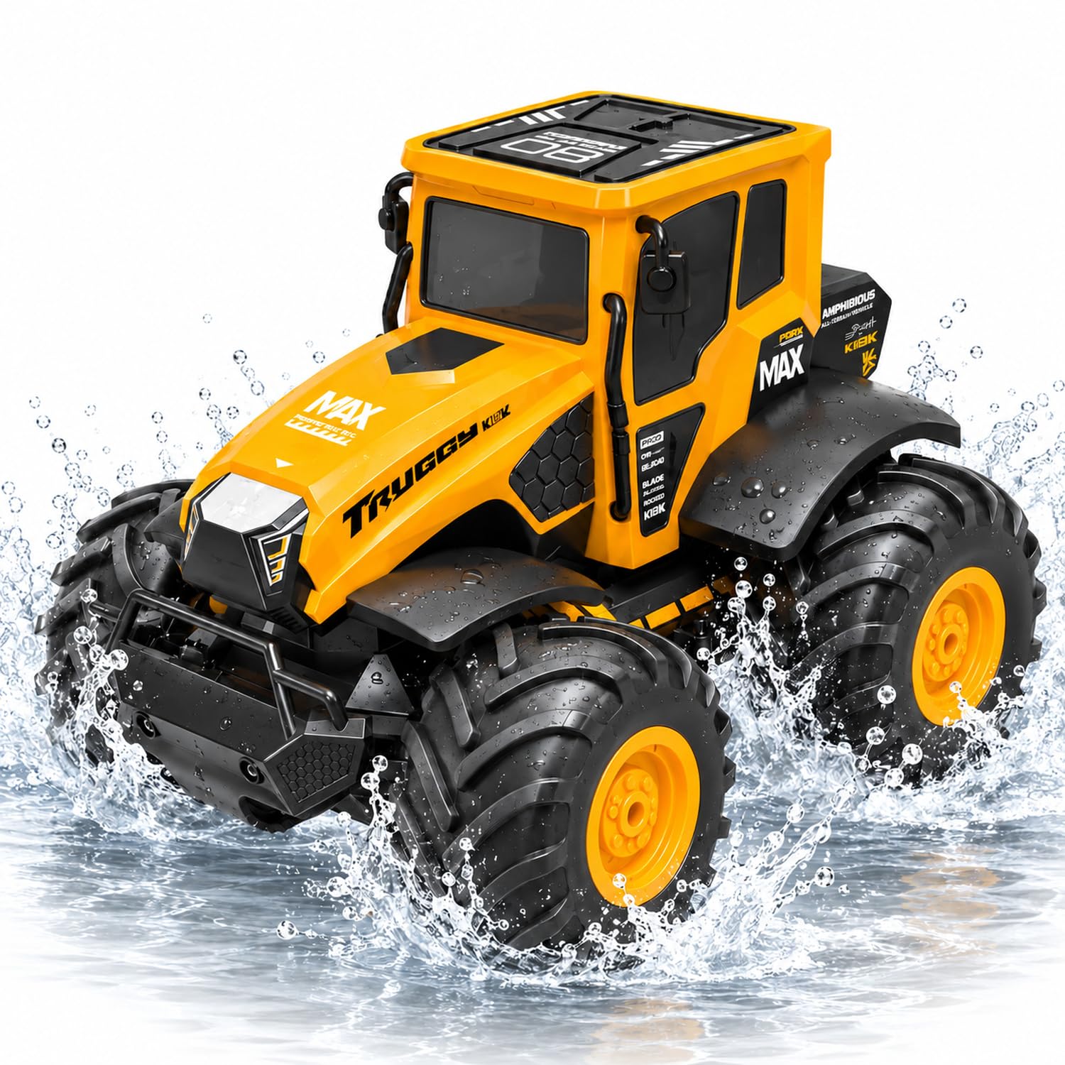 Macchina Telecomandata per Bambini dai 6 Anni, Monster Truck Telecomandato Anfibio 4x4 IPX7, Auto RC 1:14 con 2 Batterie 90 Min, Rotazione 360°, Idea Regalo Bambino 6-10 Anni