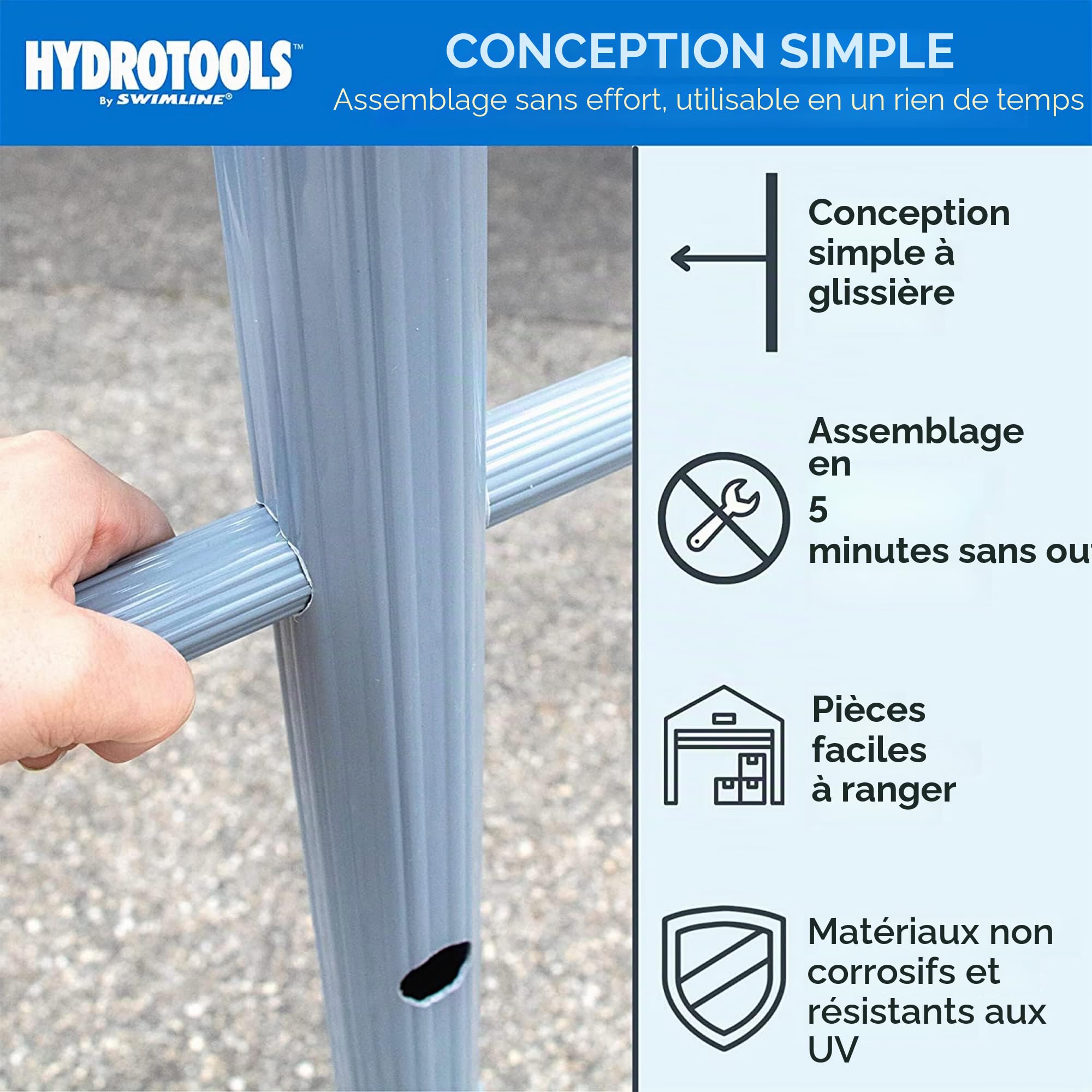 Swimline HYDROTOOLS 89033 Porte-Serviettes réglable de qualité supérieure avec Base lestée à l'eau, Trois Bras Clips sécurisés pour extérieur et intérieur, Piscine, terrasse, Piscine