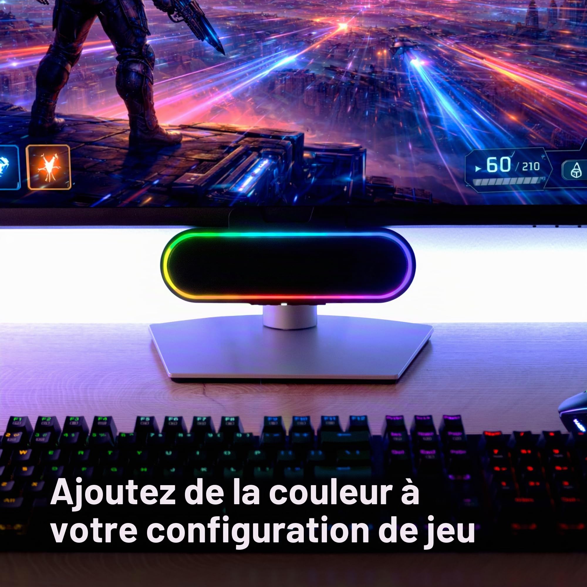 Cyber Acoustics CA-2890GX Barre de haut-parleur USB, 10 W, lumières LED à