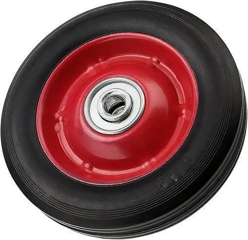 Miniatura 6 de PINGEUI 4 neumáticos de goma sólida de 6 pulgadas, ruedas de goma sólida sin planas, ruedas de repuesto para carretillas de mano, agujero de eje de