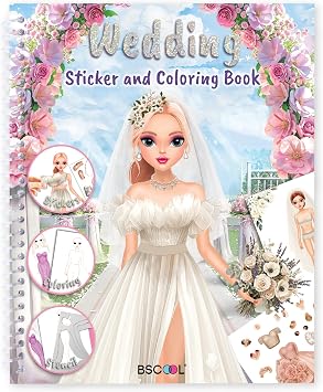 BSCOOL Wedding Sticker Dress Up, Coloring Book with Dress Design Activities.Fashion Design Sketchbook for Kids 5 and up. Little Designer Creativity Book. Christmas Gift for Girls