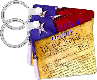 3dRose, Image of Words Happy July Fourth On Constitution, Key Chain