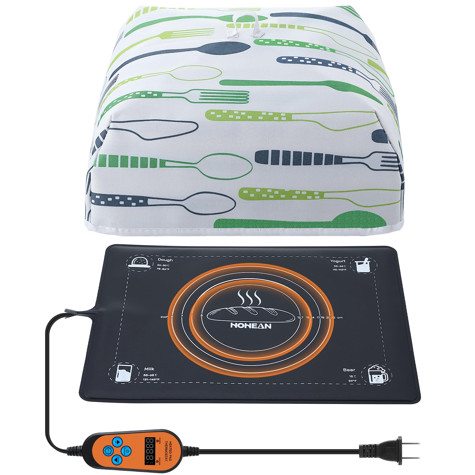 Amazon.com: Sourdough 加熱墊附護罩5.0 華氏度- 15.0 華氏度可調式酸麵團加熱墊12 英吋x 16 英吋(約30.5 x  40.6 公分)麵團打樣盒適用於製作麵包、酸奶: 居家與廚房
